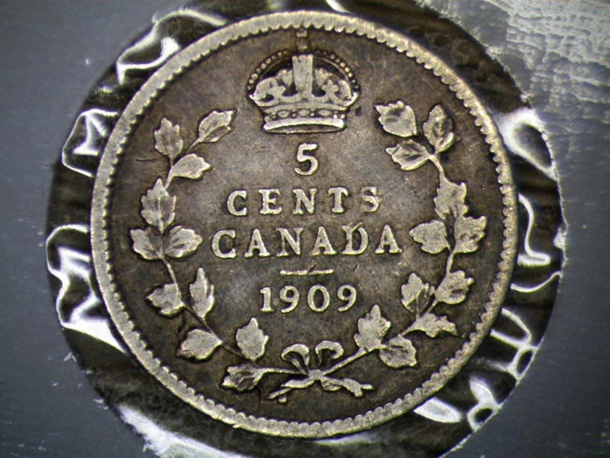 1909-Canadian-5-Cent---Round-Leaves-I-Think,-But-Bow?-No-Bow?-Grade?