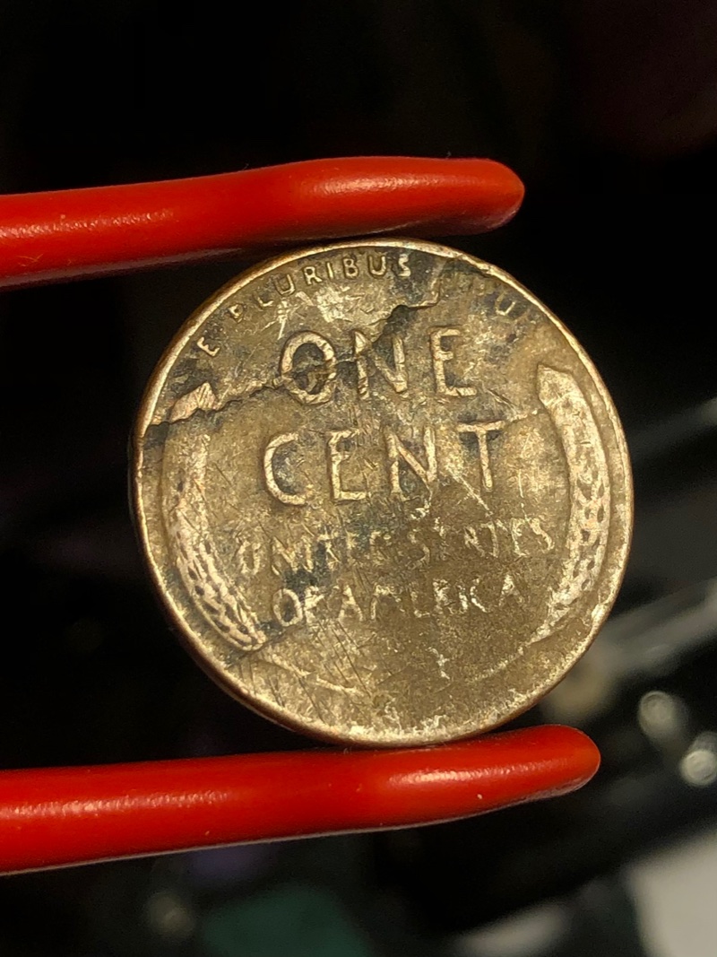 1945-Wheat-Cent-Weight-Is-2.6-Grams,-Obverse-&-Reverse-Huge-Lamination-Error