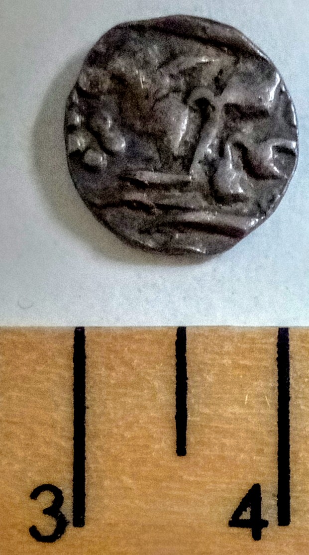 Small-12mm-Silver-Coloured-Coin-With-Leaf-And-Bird?-1/8-Rupee-From-Princely-State-Of-Jaipur