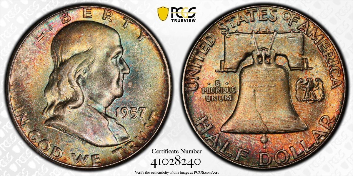 Toner-Thursday:-1957-Franklin-50c-PCGS-MS-65-CAC-And-1954-Franklin-PR-68CAM