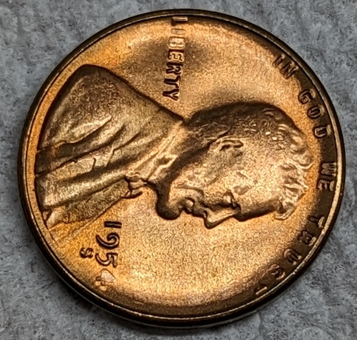 1954-S-Wheat-Back-Cent-Grease-Filled-And-Struck-Through