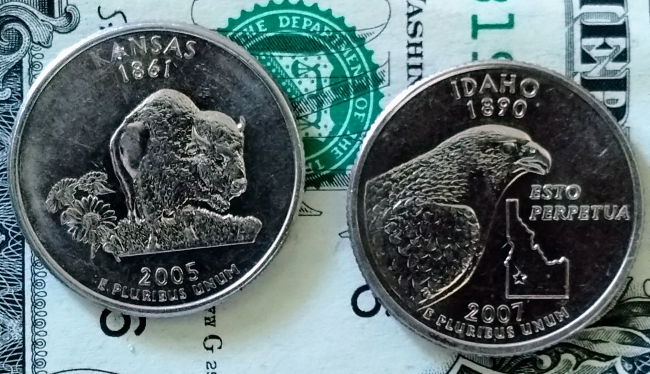2005&2007-State-Quarters-Kansas&idaho