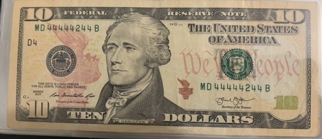 2013-$10-Bill-Almost-Solid-Serial-Number