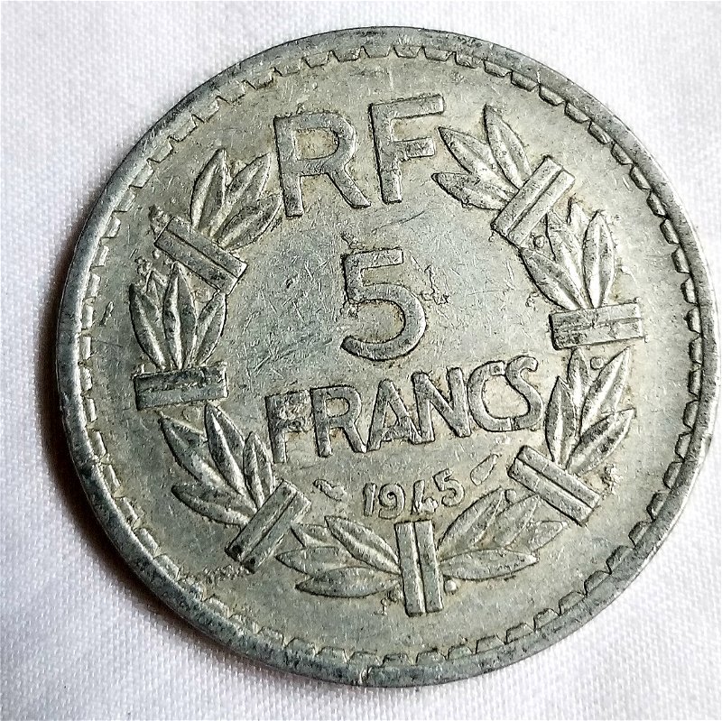 1945-5-Francs-Aluminum-Coin-Full-Of-Cud