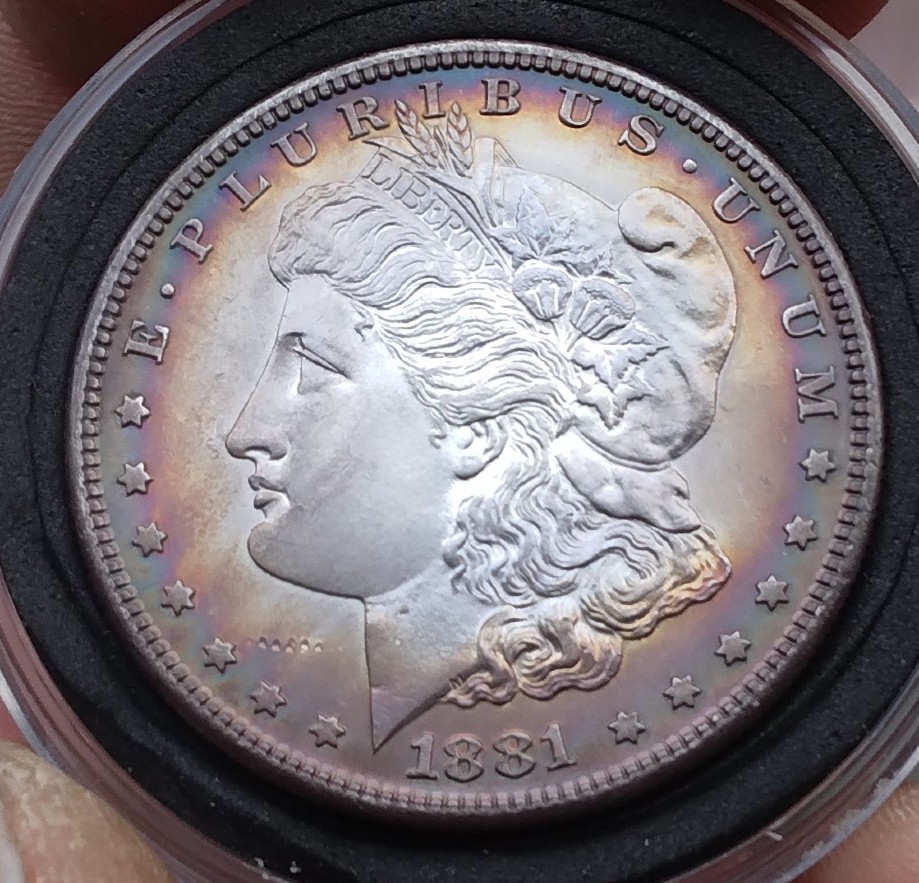 My-First-Morgan-Silver-Dollar-1881-S-Rainbow-Toned-Edges-What's-The-Grade?