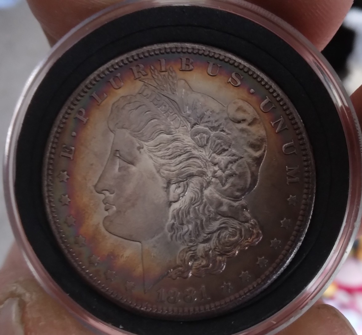My-First-Morgan-Silver-Dollar-1881-S-Rainbow-Toned-Edges-What's-The-Grade?