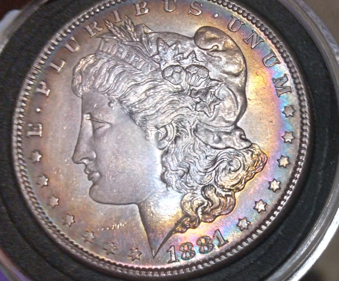 My-First-Morgan-Silver-Dollar-1881-S-Rainbow-Toned-Edges-What's-The-Grade?