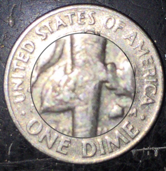 1969-D-Roosevelt-Dime-Error/-Damage
