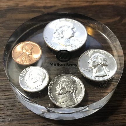 Encased-1958-Uncirculated-Coin-Set-PAperweight---Erie-PA