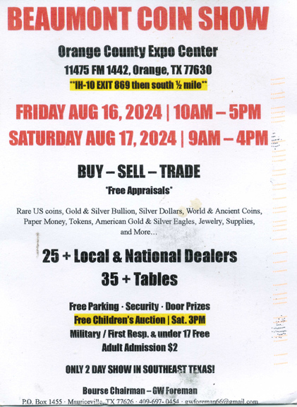 Beaumont-TX-Coin-Show:-8/16-And-8/17