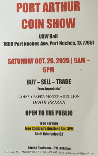 Port-Aurthur-Texas-Coin-Show-10/25/25