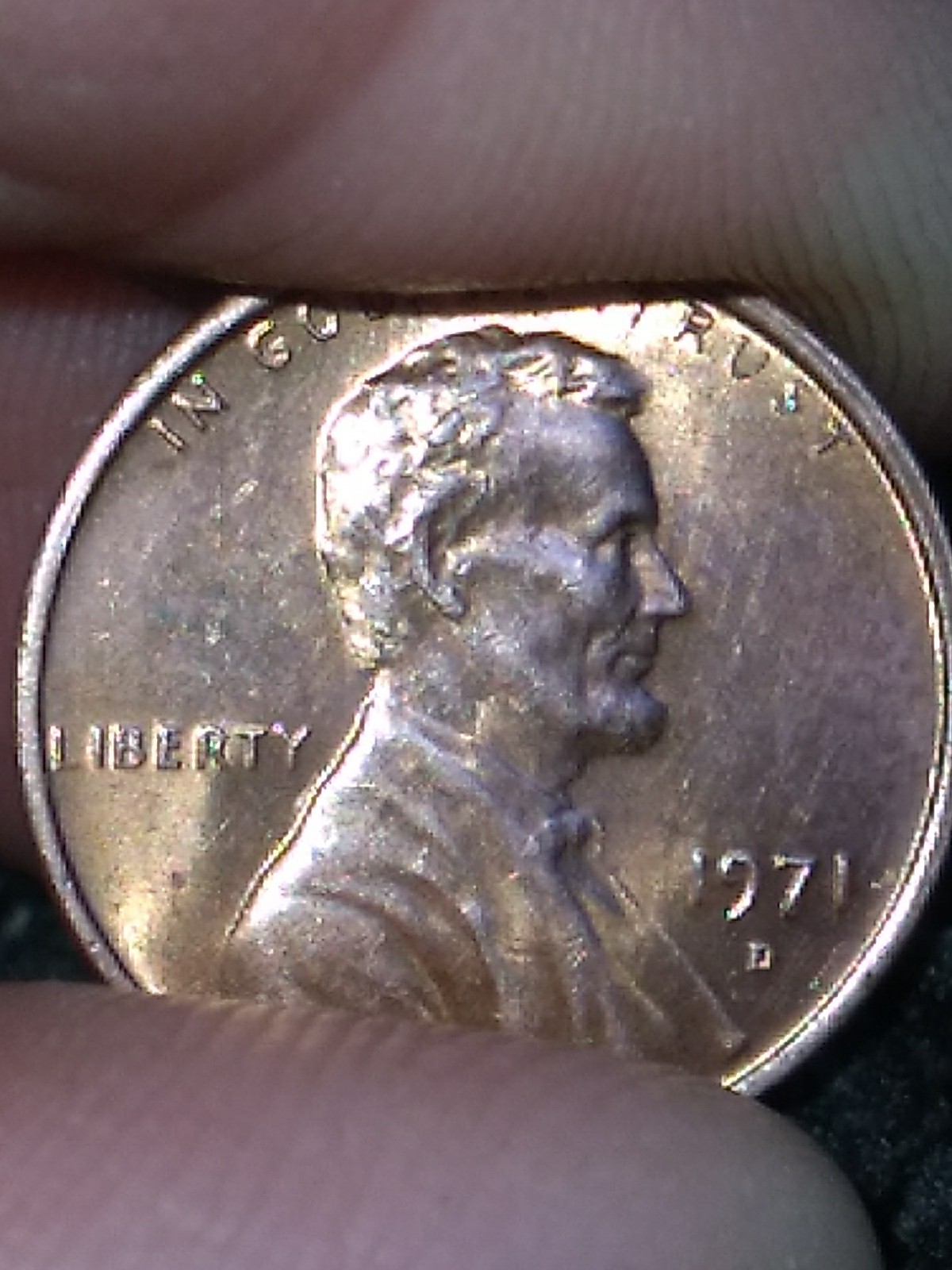 1971-D-Penny-With-Blob-On-Lincolns-Hair-,-Error?