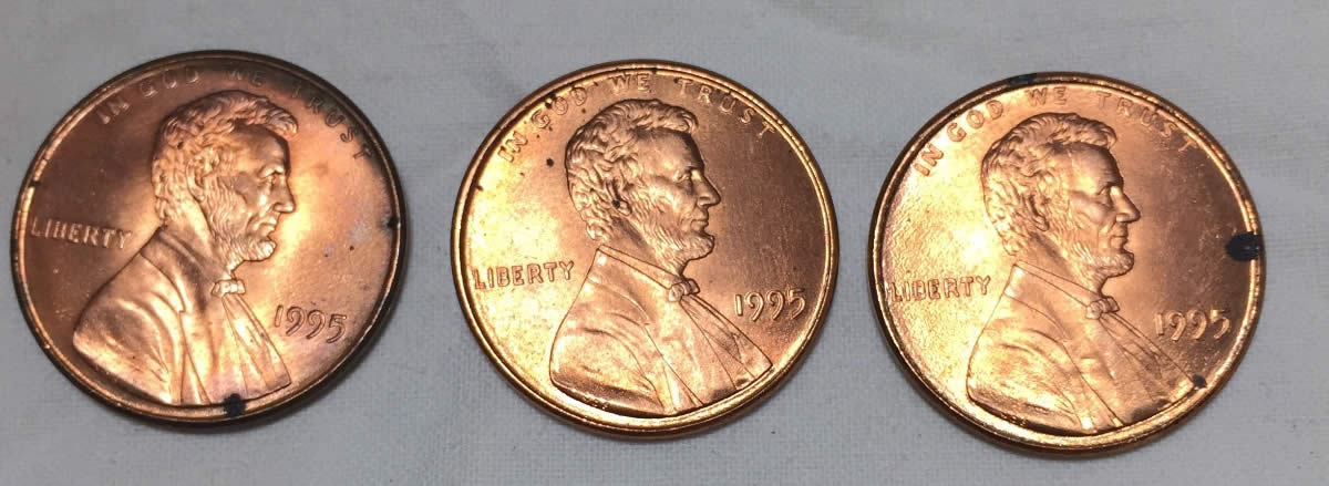 1995-Penny-DD—black-Spots-On-Otherwise-Nice-Coins