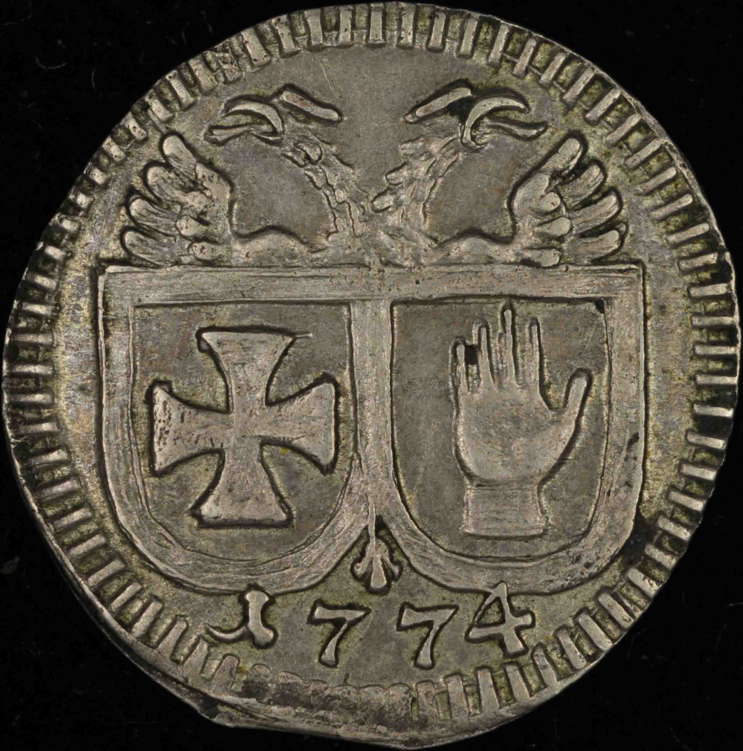 One-Sided-1774-Coin.-Id:-Hall-Pfennig