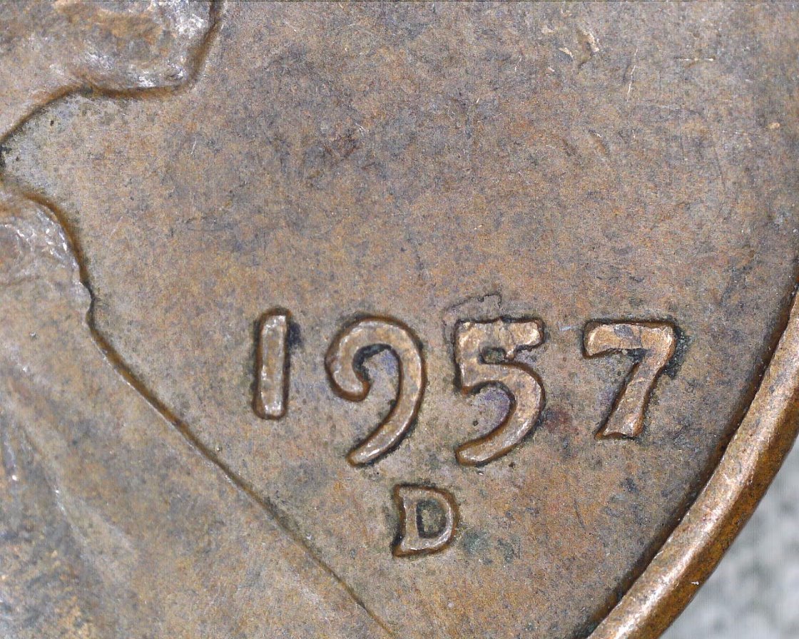 1957-D-Penny-With-Die-Break-In-