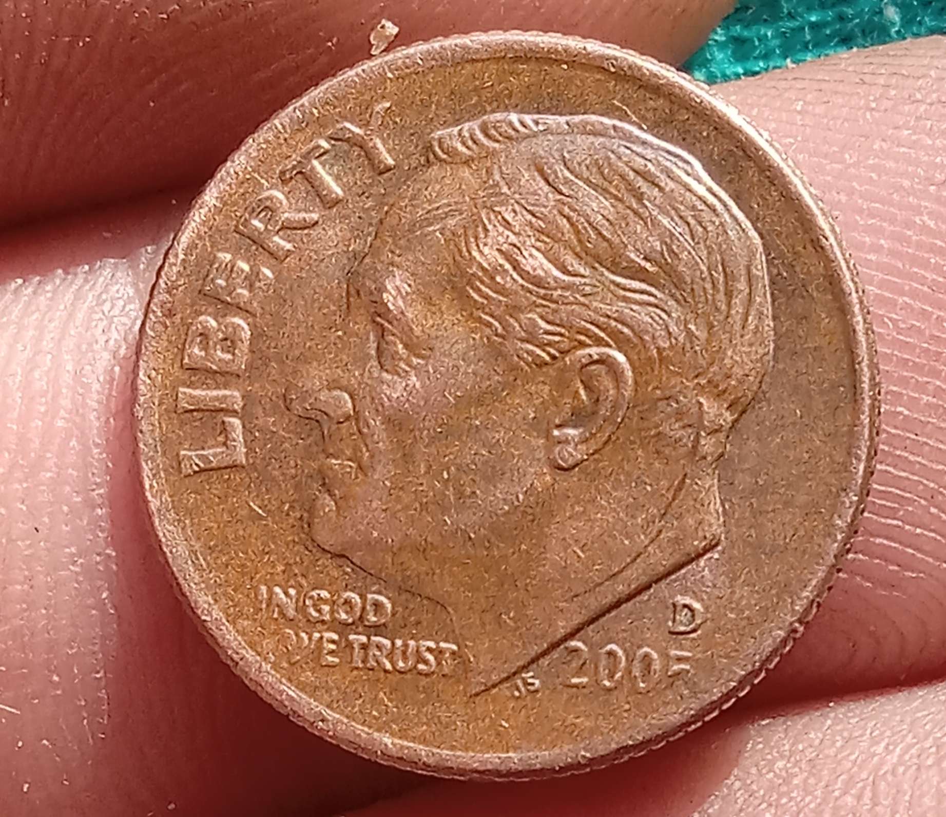 2005-D-Roosevelt-Dime-With-Missing-100%-Nickel-Clad!