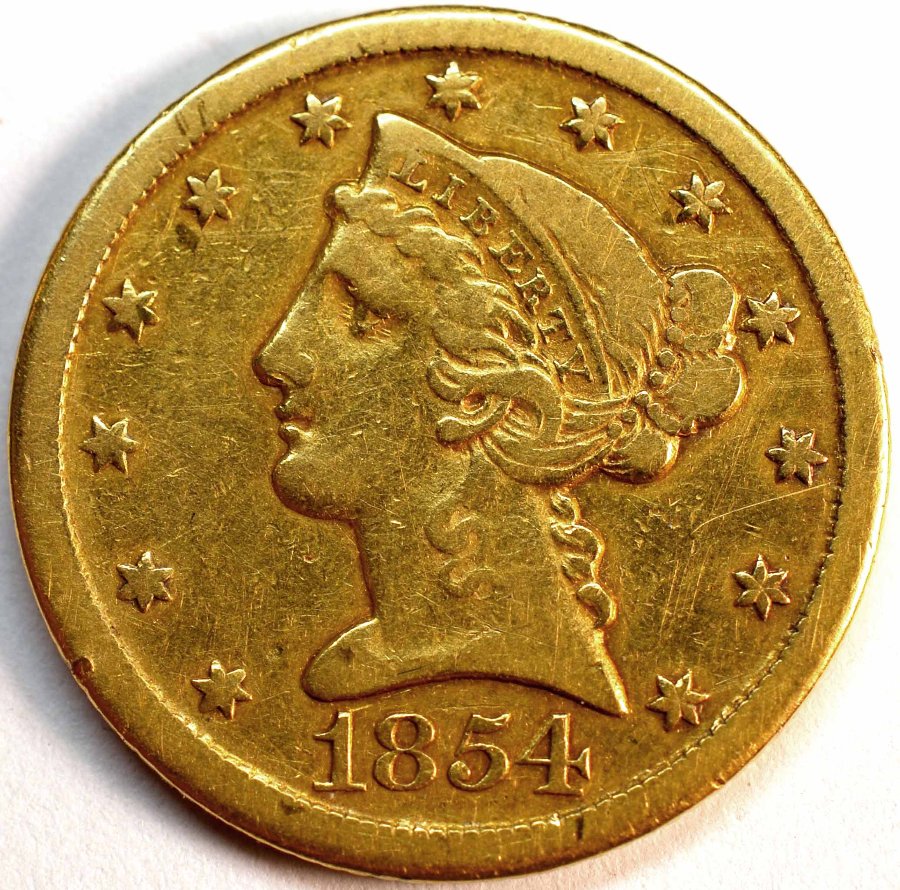 1854-D-Half-Eagle:--Raw,-Worn,-And-A-Bit-Abused