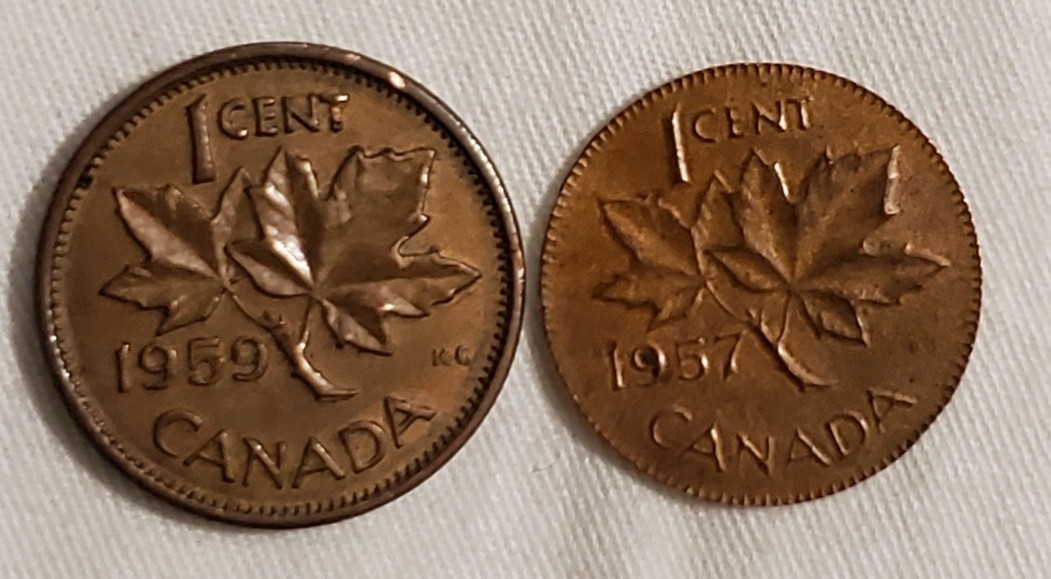 1957-Canadian-Penny-Possibly-On-A-Dime-Sized-Copper-Blank