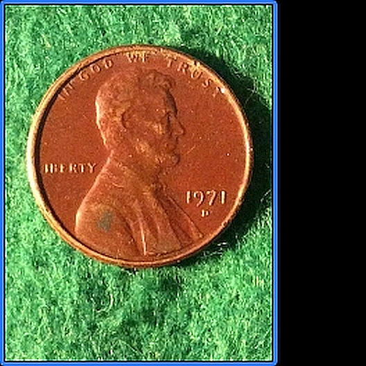 1971-Cent-And-'74-W/-Similar-Colors.-Close-Up-Mint-Mark-Pic.-RPM?