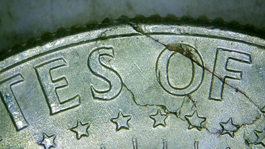1964-Kennedy-Half-Cracked-And-Struck-Through