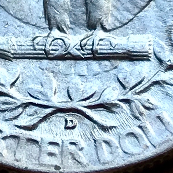 1956-D-Washington-Quarter---Unusual-Lines-On-Reverse-Near-Mint-Mark--Error?