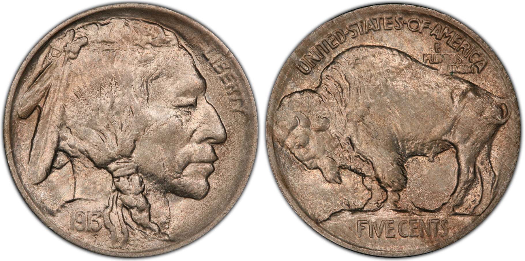 PCGS-MS-64-1913-Type-1-Buffalo-5c