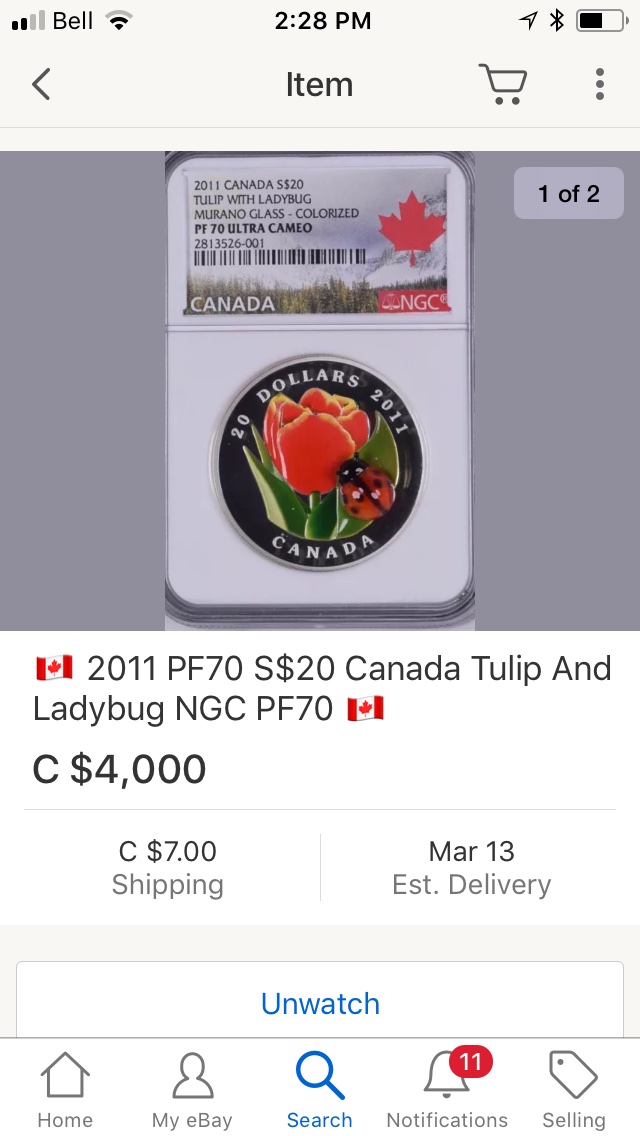 Wowowow!-A-PF70-2011-Tulip-And-Ladybug-Coin!