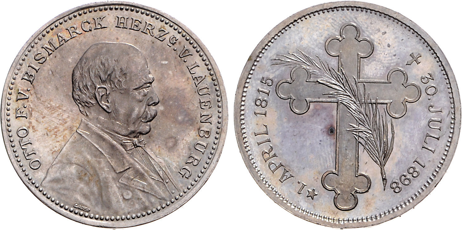 1898-Germany-Death-Of-Otto-Von-Bismarck-Silver-Medal-Bennert-227