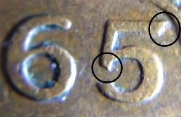 1965-1c-Large-Bead-Pointed-5-For-Grading
