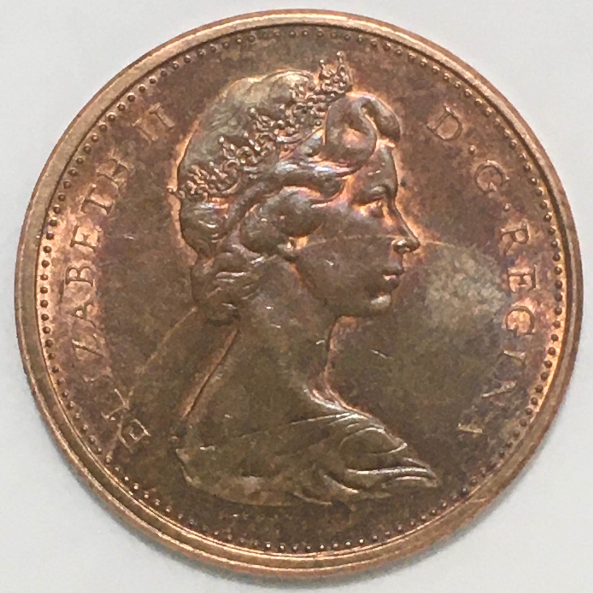 1971-Small-Cent,-Multiple-Obverse-Strike-Through-Errors