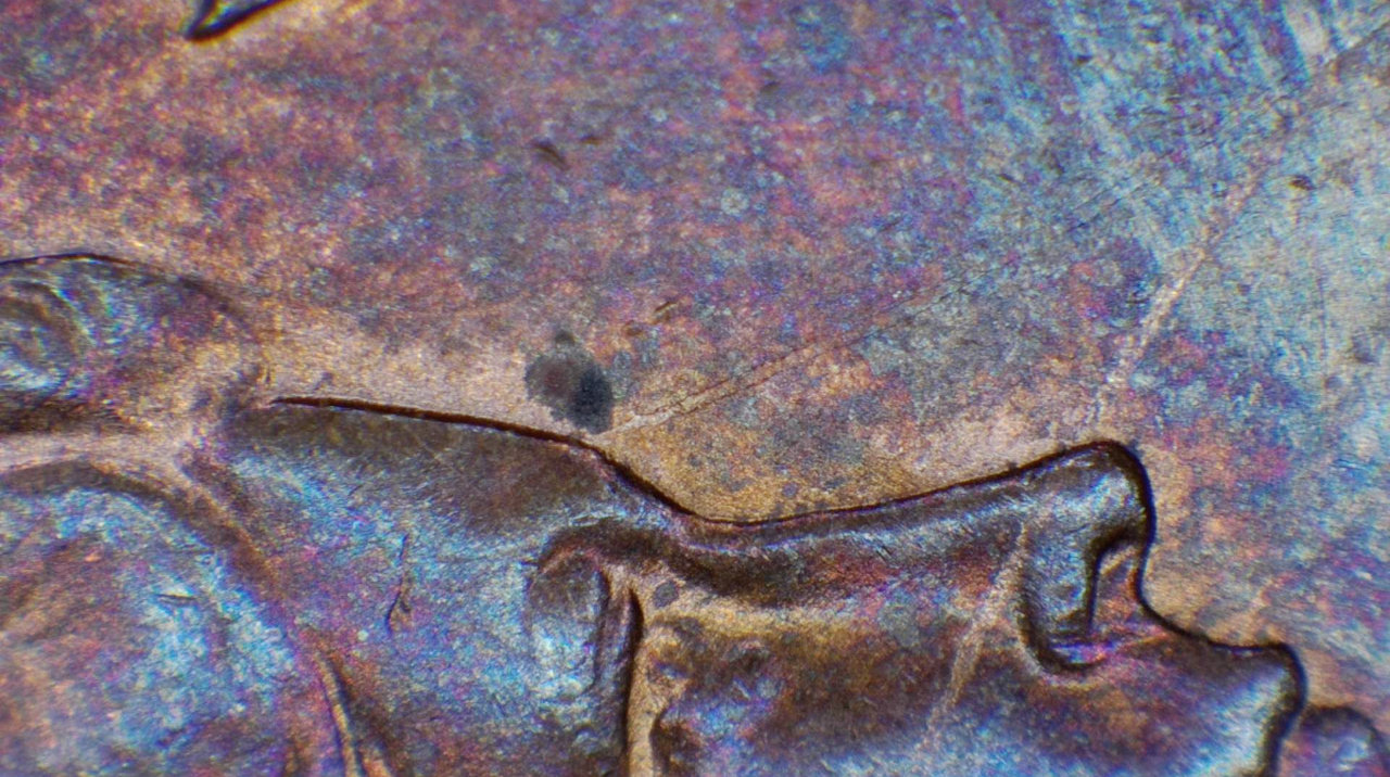 1971-Small-Cent,-Multiple-Obverse-Strike-Through-Errors
