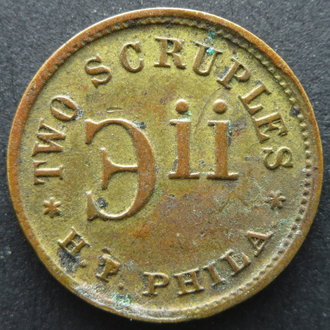 H.-T.-Phila-Two-Scruples-Apothecary-Weight-Token