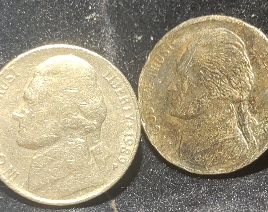 Is-This-1995-D-Nickel-On-The-Right-A-Black-Beauty-Or-Just-Dirty?