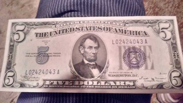 1934B-Five-Dollar-Silver-Note-Possible-Mules-Uncirculated-Not-Graded
