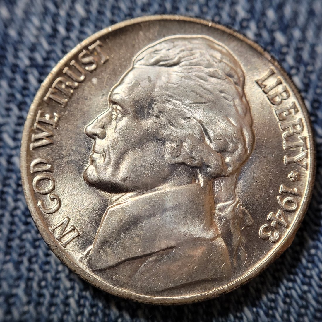 1943-Jefferson-Nickel,-For-Grading.