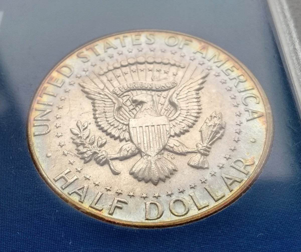 Rainbow-Toning-On-Kennedy-Half-Dollar-From-