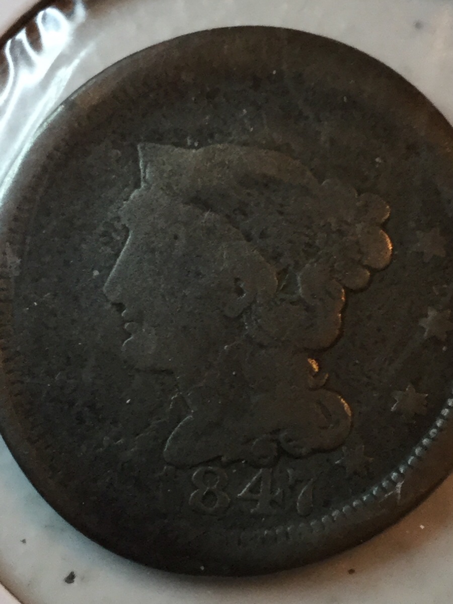 1847-Large-Cent-For-Grading.-One-Of-The-Oldest-I-Have