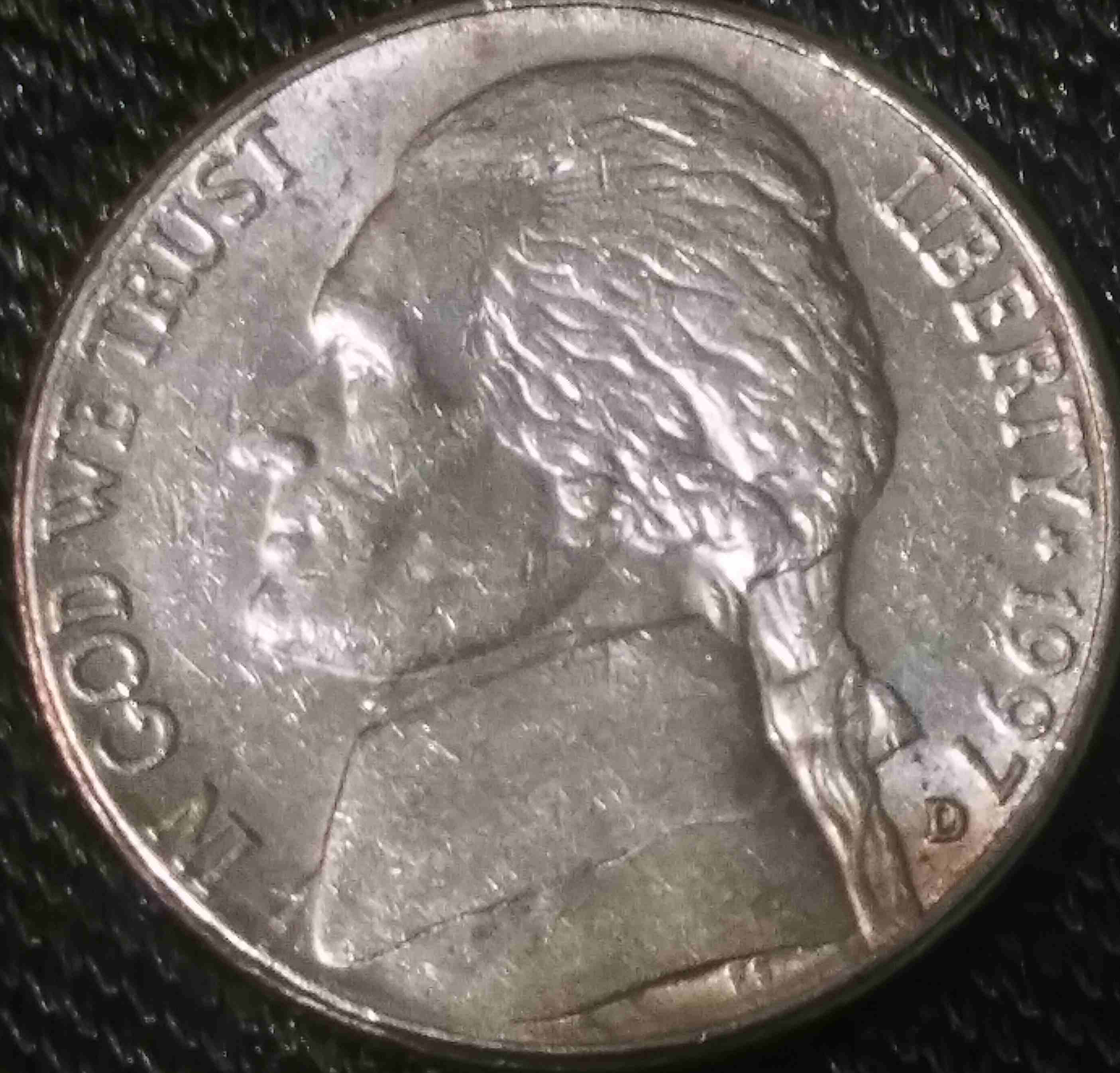 1997-D-Jefferson-Nickel-Abused-And-Smooshed