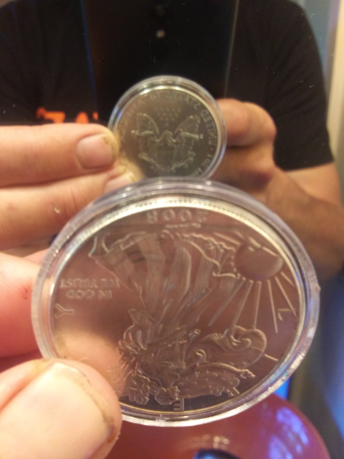 2008-Silver-Eagle-W/-2007-Reverse-Bullion-Coin-Not-W?