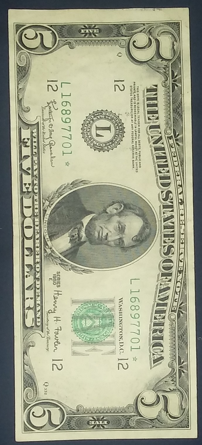 Really-Good-Condition-1950-$5-Star-Note