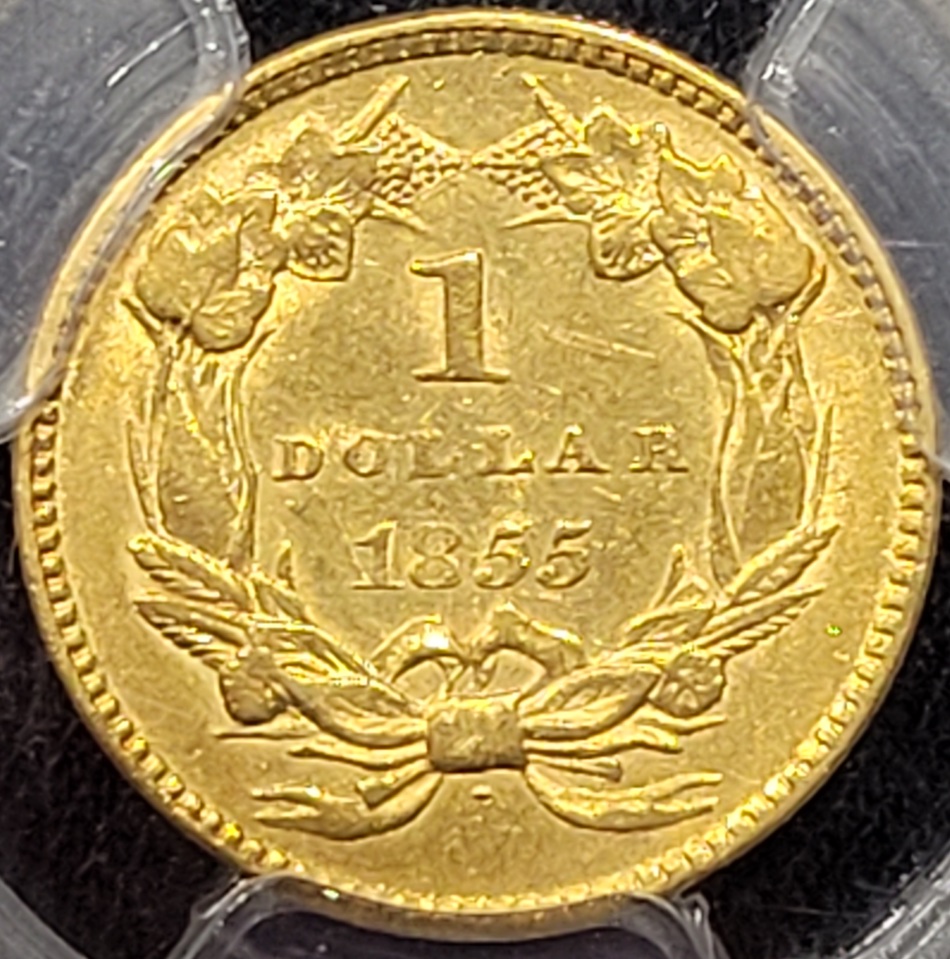 1855-Gold-$1-Princess-Head-AU-Yes,-But-50,-55,-58?
