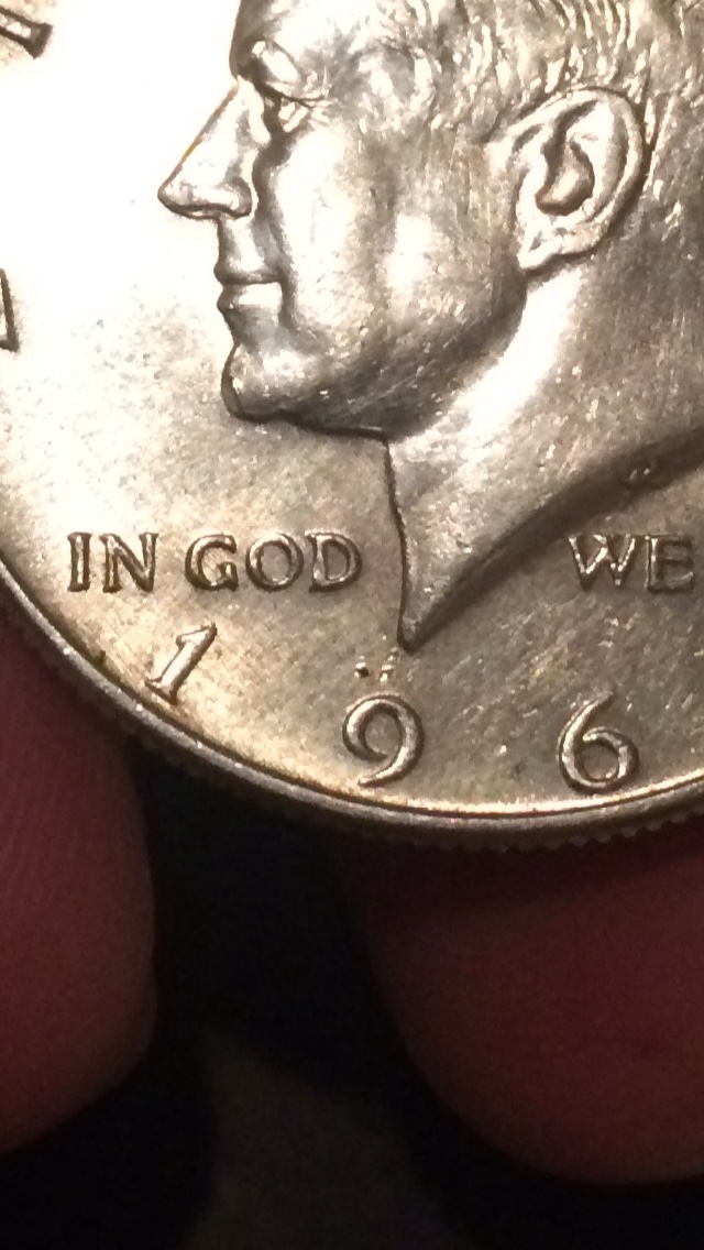 Mark-On-Kennedy�s-Chin-On-1967-Half-Dollar