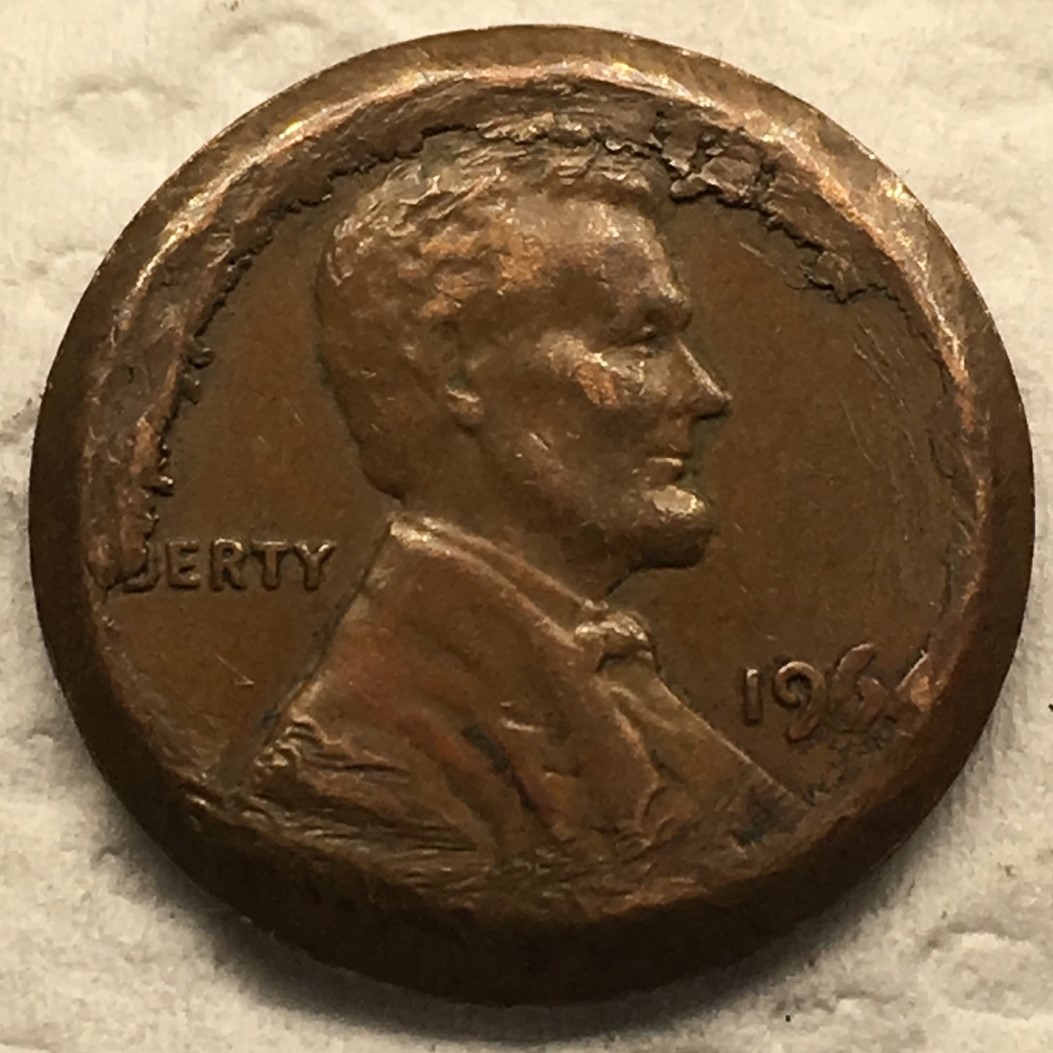 1964-Severely-Minting-Flaw-Lincoln-Penny...pls-See-It-And-Be-Amazed