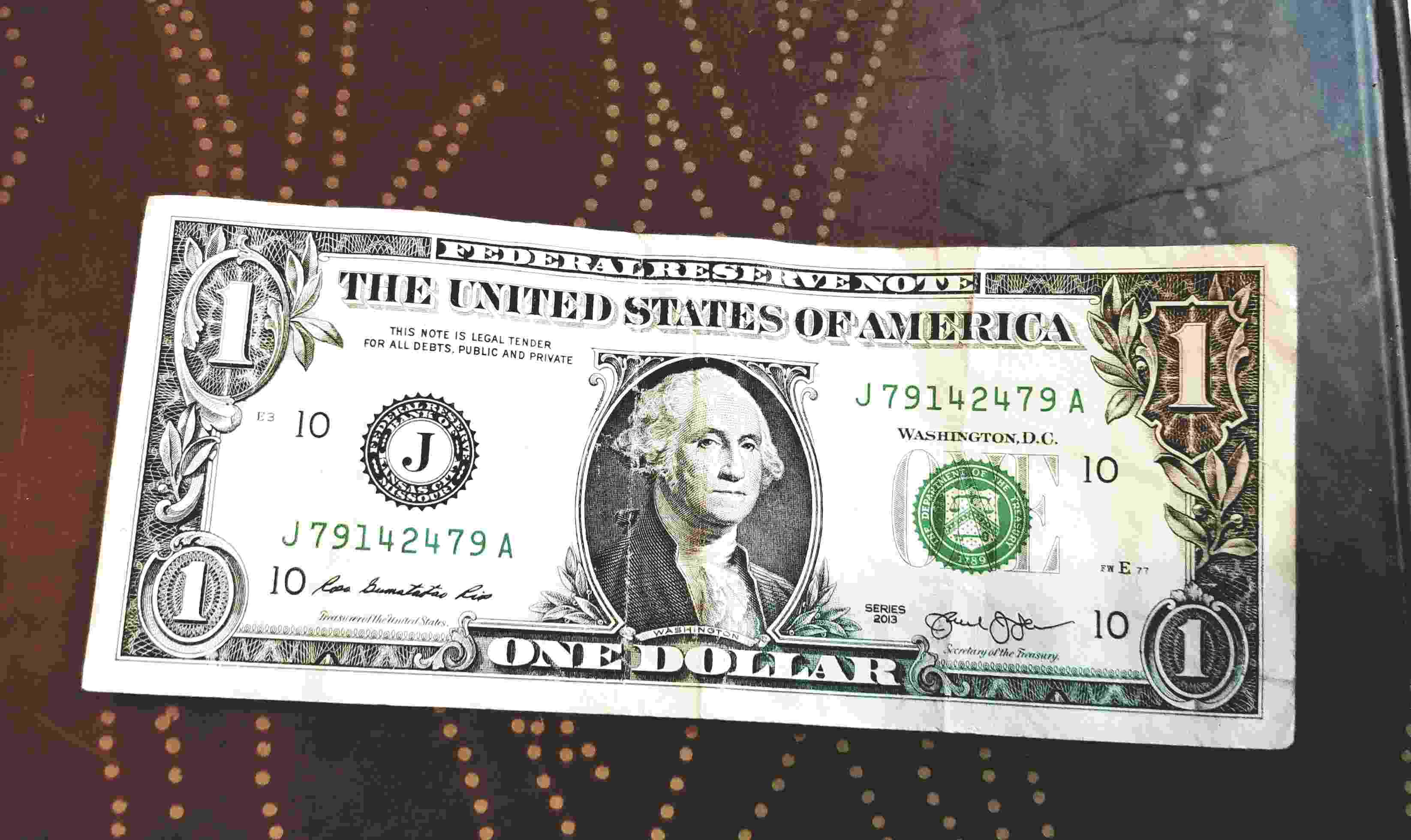 2013-Washington-$1-Note---Fancy-Serial-Number?-Bookend..