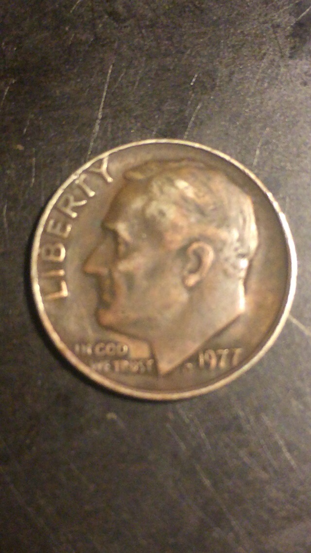 1977-Dime-Lamination-Error-Causing-Discoloration,-Or-Just-Worn?