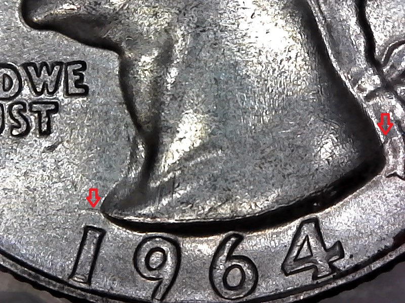 1964-Washington-Quarter-With-Die-Break-And-Double-Die-Each-Side.