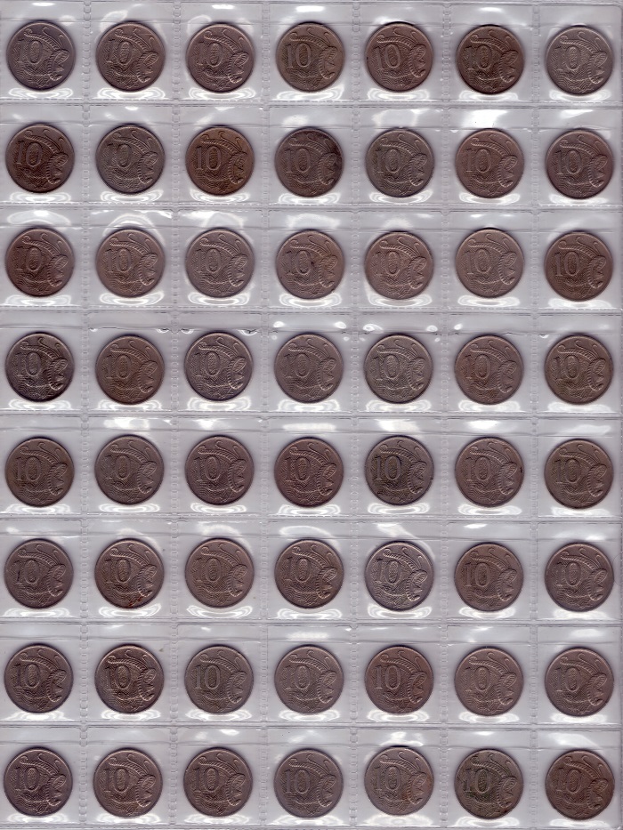 Finally-Completed-A-Full-Sheet-Of-1985-Ten-Cent-Coins-From-Circulation