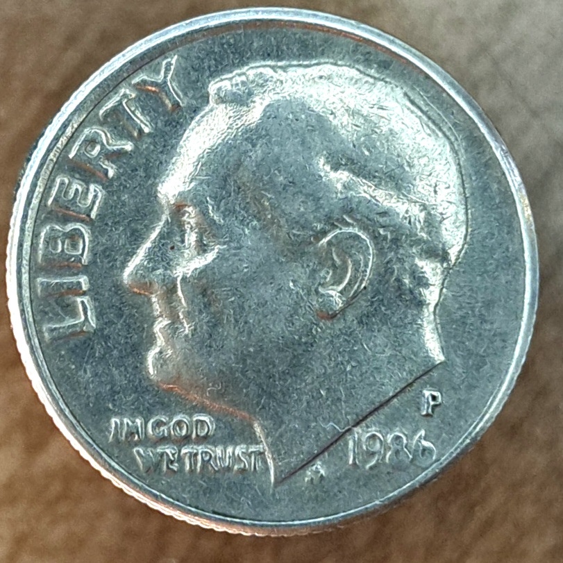 1986-P-Dime-Strange-Strike-Reverse-Flame-And-Torch