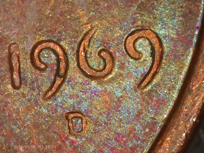1969-D-Penny-Rainbow-Finish?-Floating-Roof?-No-FG?-Help-Identify-Guys?