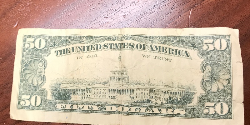 $50-Bill-1988-Offered-By-Teller.-Value-Over-Face?
